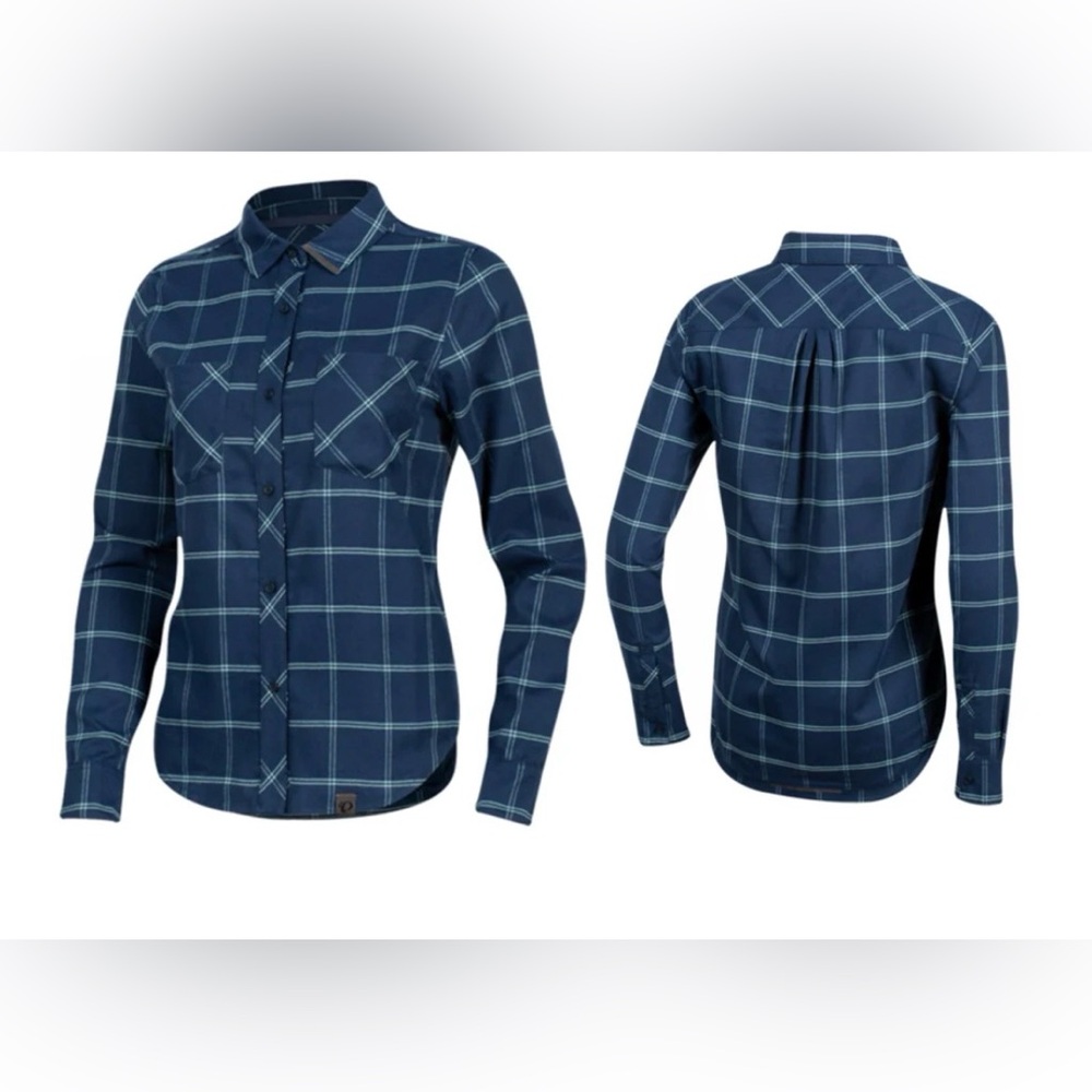 Pearl Izumi Rove Long Sleeve Shirt - Womens - Navy-Aquifer Plaid XL